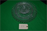 LOT OF 3 CLEAR PRESSED GLASS SERVING PIECES