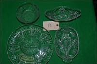 ASSORTED PRESSED GLASS SERVING DISHES