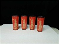 Lovely red oriental glasses set of 4