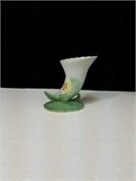Weller green and white cornucopia vase approx 6