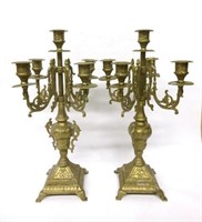 Very Ornate Cast Brass Candelabras