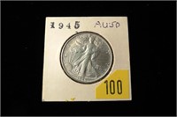 1945 Walking Liberty half dollar, AU-50