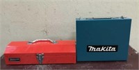 Makita Drill with Case and Red Metal Tool Box