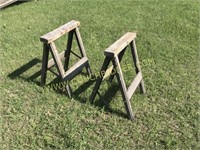 Pair of handmade wooden saw horses