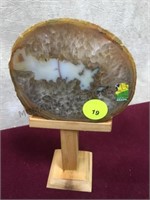 Brazilian geode slice on stand, 6 inch H total