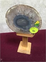 Brazilian geode slice on stand, 6 inch H total