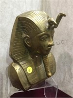 Brass King Tut bust, approximately 9 inch H.