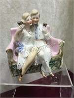 1920s German Bisque figurine,couple on sofa, mkd