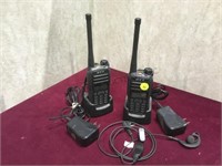 Pr HYT TC 580 two way radios, one ear piece, both