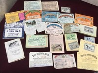 Group of Vintage Fishing Licenses, Waterfowl