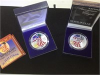 1999 & 2000 colorized Silver American Eagles, w/