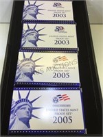 2- 2003 & 2- 2005 US Mint Proof Sets