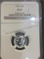 1957. NGC PF67 silver  Roosevelt Dime