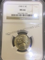 1945 S NGC MS66 Nickel