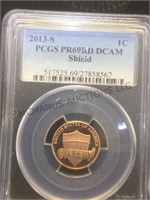2013-S. PCGS PR69RD DCAM SHIELD 1C