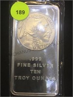 10 ounces .999 fine silver Buffalo bar