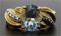 Natural 2.36 ct Blue Topaz & Diamond Accent Ring