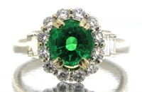 14kt Gold 2.28 ct Round Emerald & Diamond Ring