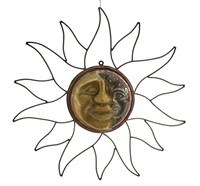 Large Ceramic & Metal Sun/Moon Face Wall Art