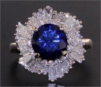 18kt Gold 3.89 ct Round Sapphire & Diamond Ring