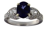 14kt White Gold 3.14 ct Sapphire & Diamond Ring