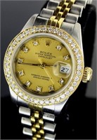 Ladies Oyster Datejust Champagne Diamond Rolex