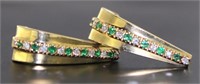 14kt Gold Natural Emerald & Diamnd Earrings