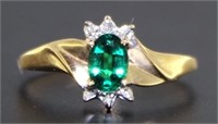 10kt Gold Emerald & Diamond Ring