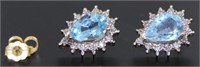 10kt Gold 4.00 ct Blue Topaz & Diamond Earrings