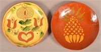 Two Breininger Redware Decorated Plates.