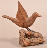 19th Century Folk Art Carved Wood Bird.