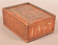 1847 PA Paint Decorated Softwood Slide-lid Box.