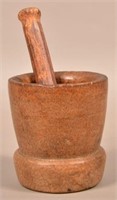 Early 19th Century Burlwood Mortar with Pestle.