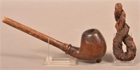 Antique Burlwood Bowl Smoking Pipe.