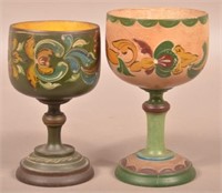 Two Turned and Polychrome Decorated Chalices.