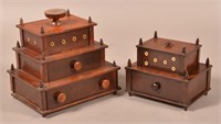 2 Antique Mahogany Table Top Sewing Stands.