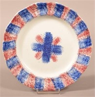 Red and Blue Rainbow Spatter China Plate.