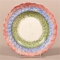 Red, Blue and Green Spatter China Cup Plate.
