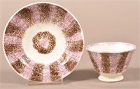 Purple and Brown Rainbow Spatter Cup & Saucer.