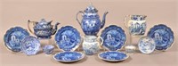 Lot of Various Staffordshire Blue Transfer China.