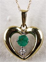 Jewelry 14kt Yellow Gold Heart Emerald Necklace