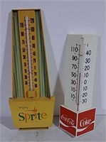 2 Plastic Thermometers Sprite & Coca-Cola