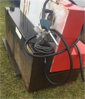 Black steel diesel fuel tank with electric pump