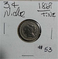 1869  Three-Cent Nickel  F