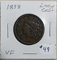 1838  Large Cent  VF