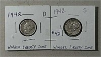 1942-D & 1942-S Mercury Dimes  XF