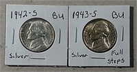 1942-S & 1943-S  Jefferson War Nickels  BU
