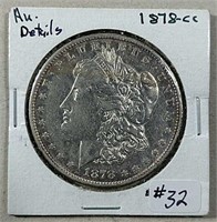 1878-CC  Morgan Dollar AU- details
