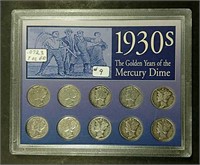 10 Mercury Dimes from the 1930's