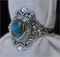 Sterling Silver Ring w/ Turquoise Sz 7